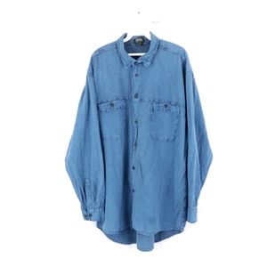 90s Streetwear Mens XL Stone Washed Shirt Blue